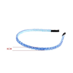 Sparkling light blue beaded double-row headband with 4CM width specification