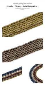 Macro detail of faceted 4mm natural agate beads in vintage metallic colors for jewelry DIY