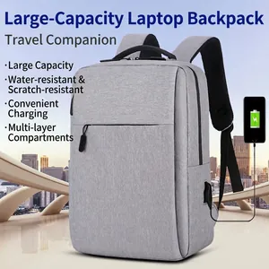 Men Laptop Backpack Oxford Cloth Large Capacity Business Travel Bag With USB Charging Port Waterproof Lightweight