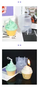 Detailed view of cupcake silicone mold and DIY scented candles with cream texture