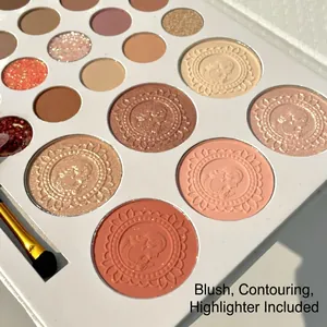 Multi-color relief makeup palette with eyeshadow, blush and highlighter for face