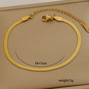Minimalist 18K gold plated titanium steel snake chain bracelet with adjustable 18+5cm length