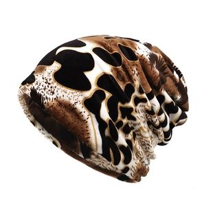 Leopard Print Beanie Hat Soft Flannel Double Layer Warm Neck Gaiter Turban For Men Women Casual Outdoor Fashion