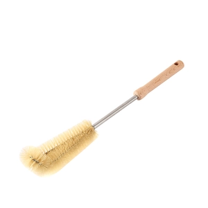 Goupillon à long manche en bois avec poils en L pour biberons et bouilloires de cuisine