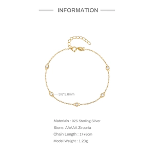 Detailed technical specifications for 925 sterling silver bracelet with AAAAA zirconia
