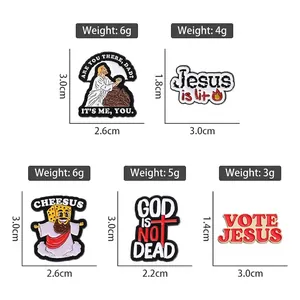 Funny Jesus enamel pins collection in various shapes and sizes for clothing decor