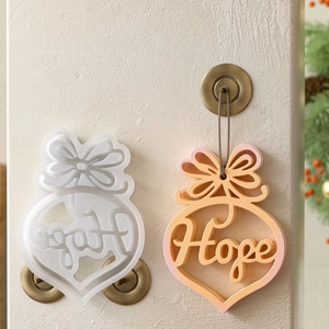 DIY silicone mold for heart shaped resin pendant with Hope letter and bow design