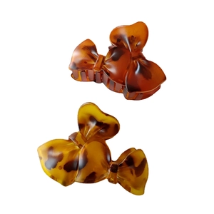 Large Bow Hair Claw Clip Acrylic Resin Tortoiseshell Leopard Pattern Matte Black Elegant Korean Style Styling Accessory