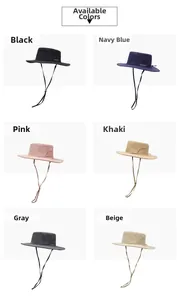 Outdoor sun hats in six colors with adjustable windproof drawstrings and side embroidery
