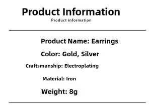 Detailed product specifications for spiral stud earrings in gold and silver finish