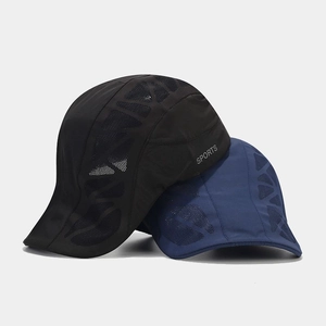 Quick-dry breathable sports hats in black and navy with mesh vents and side logo