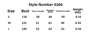 Size guide table for casual knit sweater featuring bust and length measurements