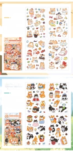 Détails d'autocollants en PET étanche motifs chiens Corgi et Shiba Inu mignons