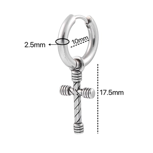Detail showing 2.5mm width and 10mm inner diameter dimensions for cross earring