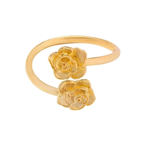 Golden rose flower open napkin ring with alloy floral design for elegant wedding table decor