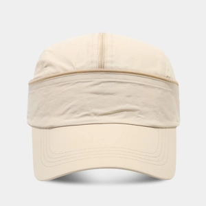 Outdoor quick-dry baseball cap in beige featuring a unique zipper design on the top crown