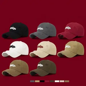 Eight-color collection of distressed baseball caps featuring 3D Amigo embroidery