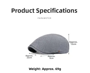 Tableau détaillé des tailles de casquette grise incluant poids 69g et dimensions