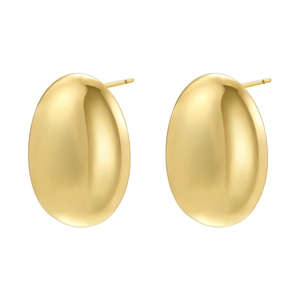 Macro shot of 18K gold plated hollow teardrop earrings with a high-polished finish
