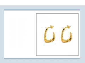 Détails des boucles d'oreilles géométriques torsadées plaquées or 18 carats en acier