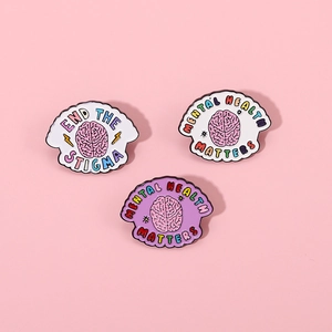 Broche en Émail Créative Cerveau Coloré en Alliage Mental Health Matters Épingle End The Stigma Badge pour Vêtements Sac Chapeau