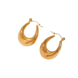 Minimalist gold teardrop earrings in polished titanium steel with chunky pear-shaped design