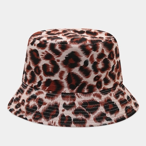 Fashionable leopard print bucket hat with durable canvas texture and reinforced stitching
