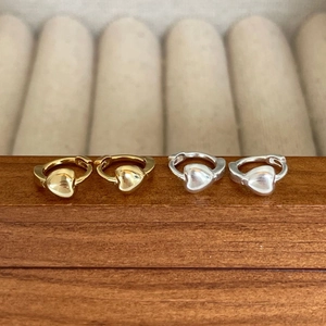 Minimalist 925 sterling silver heart hoop earrings in gold and silver finishes