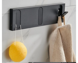 Crochets muraux pliables en noir mat moderne pour serviettes et accessoires de salle de bain