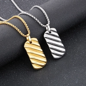 Minimalist 18k gold and silver geometric bar pendants on square link chains for men
