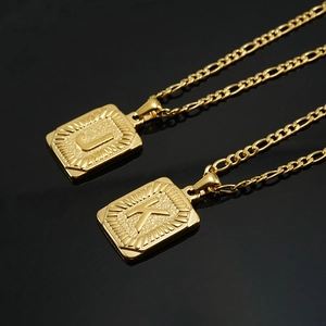 Colliers Figaro en acier inoxydable 18K avec pendentifs lettres J et K dorés