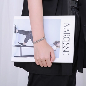 Bracelet chaîne gourmette en acier inoxydable avec fermoir à bascule OT pour femme
