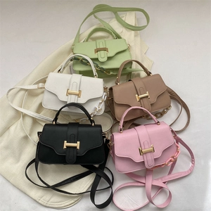 Minimalist square crossbody bag with H-buckle and chain strap in five colors