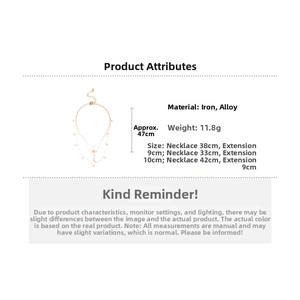 Detailed spec sheet showing gold layered star moon necklace dimensions and 11.8g weight