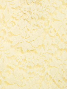 Macro view of light yellow floral lace fabric with detailed mesh texture on a polo shirt