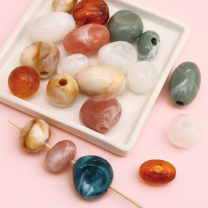 Acrylic Marbled Texture Beads Large Hole Loose Spacer Stone Effect DIY Jewelry Making Bracelets Necklaces Vintage Style