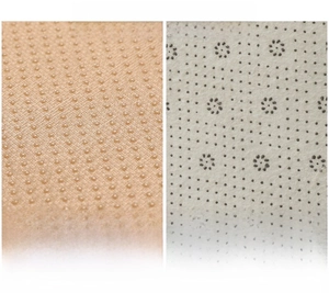 Close-up comparison of eco-friendly silicone non-slip backing vs old plastic granule base