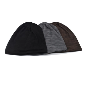 Versatile knitted cotton beanie hats for men and women in black grey and brown colors