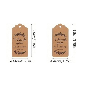 Kraft paper thank you gift tags with measurements 9.5x4.44cm on white background