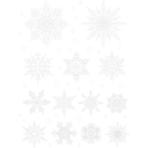 Set of 16 white snowflake window decals for Christmas festive decoration on glass surfaces