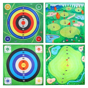 Kids portable golf putting mat set with four colorful target patterns for outdoor game