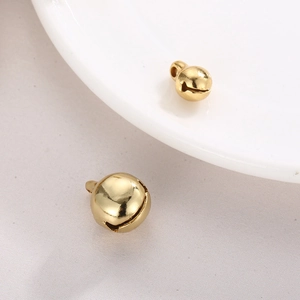Polished gold stainless steel bell pendants for DIY jewelry and pet collar accessories