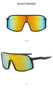 Dual view of black matte cycling glasses with black-orange gradient lenses in high detail