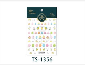 Detail of TS-1356 3D embossed Easter nail stickers featuring chicks, birds and eggs