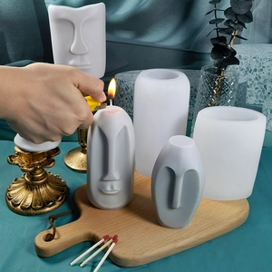 Moule en silicone visage abstrait pour bougies DIY et décor en plâtre aux formes créatives