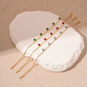 Vintage Zirconia Geometric Bracelet For Women Gold Plated Copper Ball Chain Minimalist Elegant Fashion Wrist Jewelry Gift