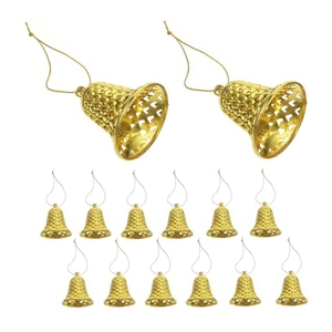 Weihnachtsbaum-Deko-Set mit goldenen Herz-Glocken und praktischen Aufhängern