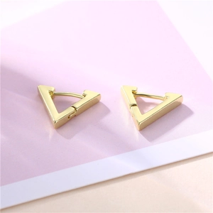 Geometric Triangle Hoop Earrings Polished Copper Gold Plated Minimalist Style Jewelry For Women