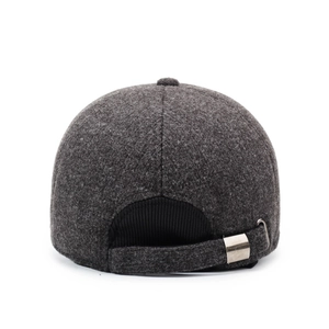Dark grey winter baseball cap with warm wool blend fabric and metal back closure