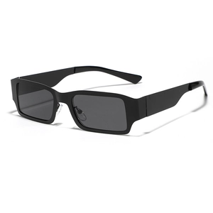 Retro Y2K square black sunglasses with thick frames and dark grey lenses for men and women